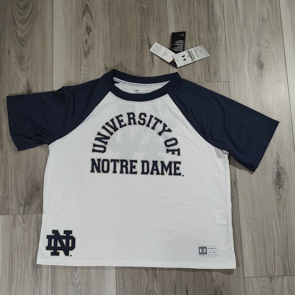 University Of Notre Dame T-Shirt Women's Large White Under Armour New